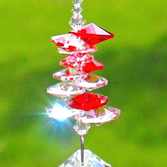 NWT K9 Glass Crystal Wishing Thread Interlocking Hearts Garden Window Pendant - Picture 10 of 16